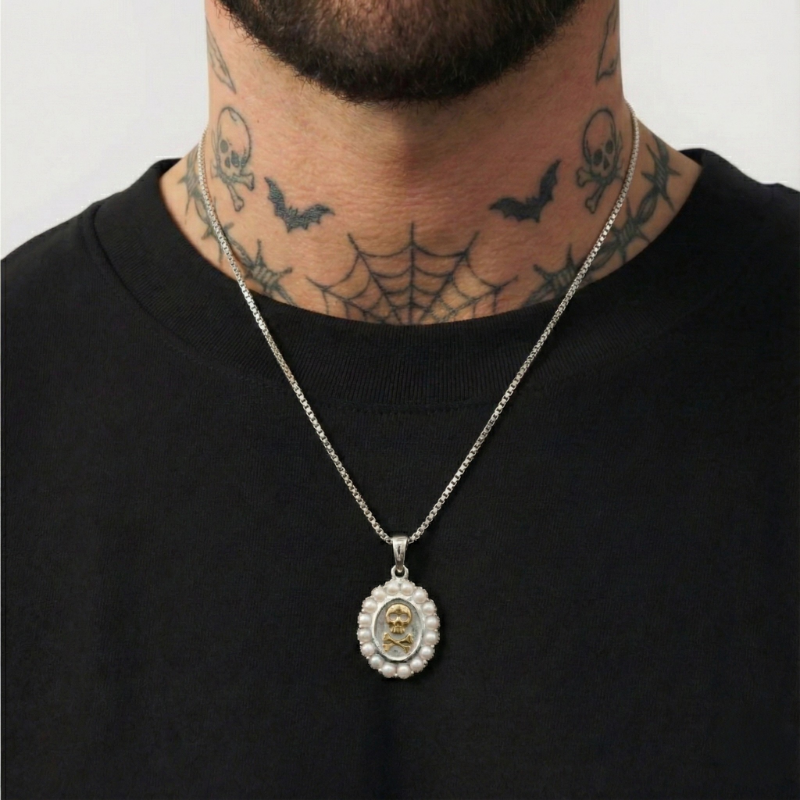 Collier Crâne Perle