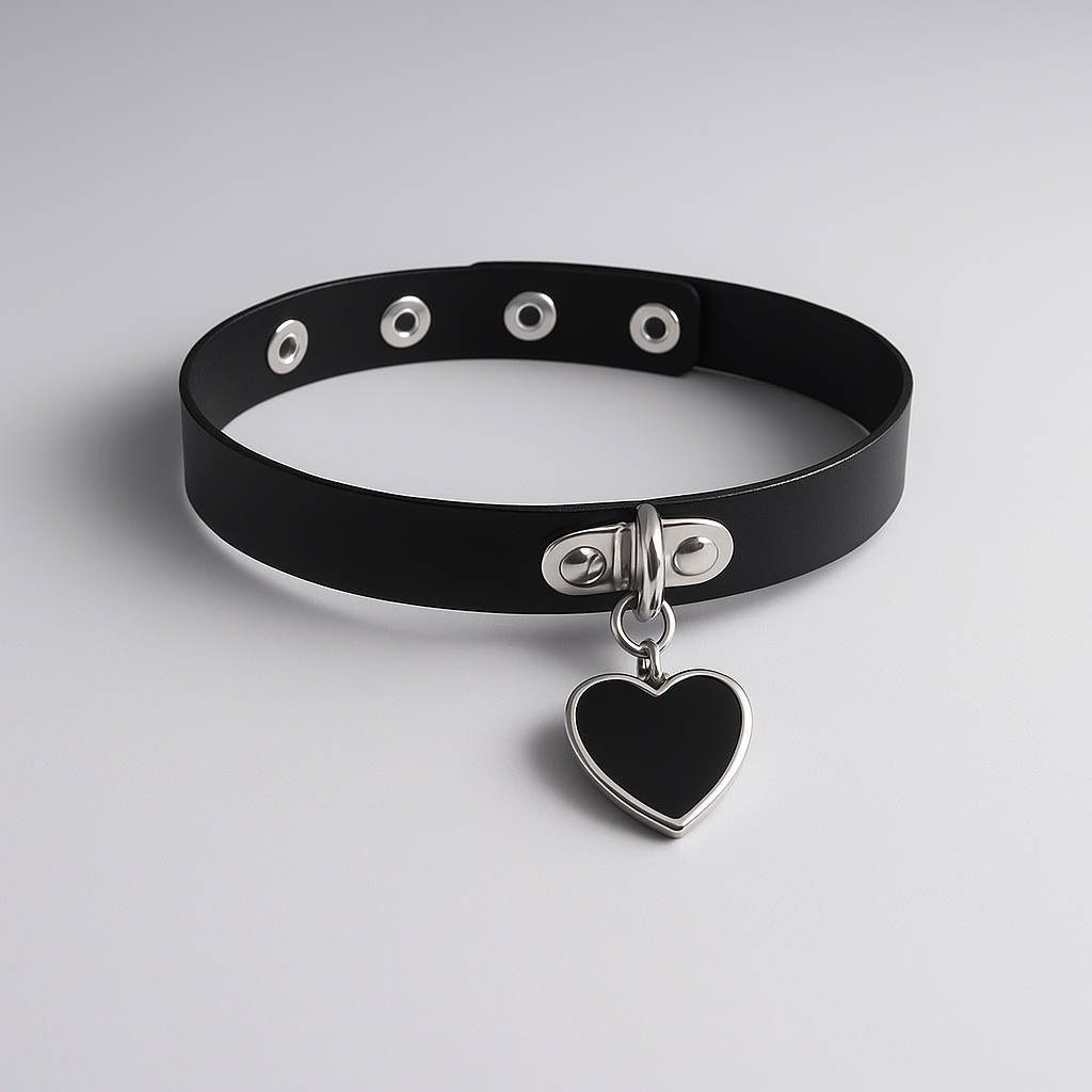 Collier Ras-de-Cou Laisse Cœur Noir