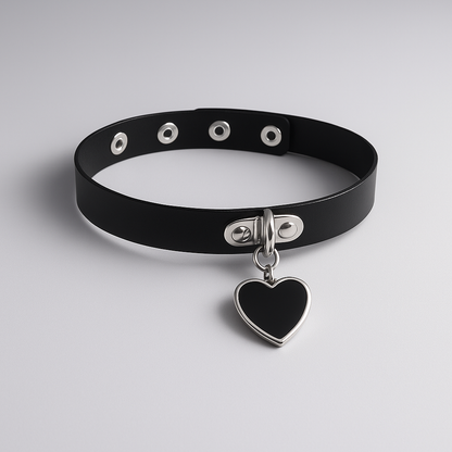 Collier Ras-de-Cou Laisse Cœur Noir