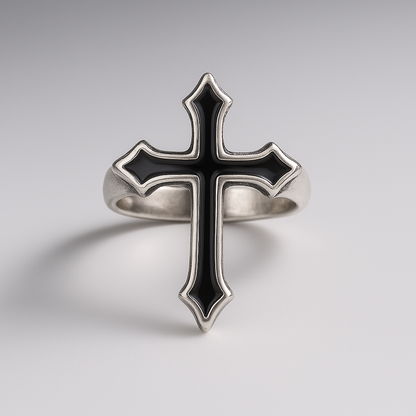 Bague Crucifix Obsidienne