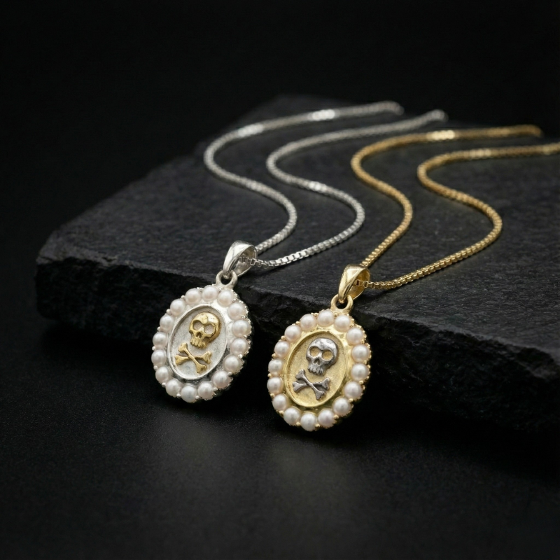 Collier Crâne Perle