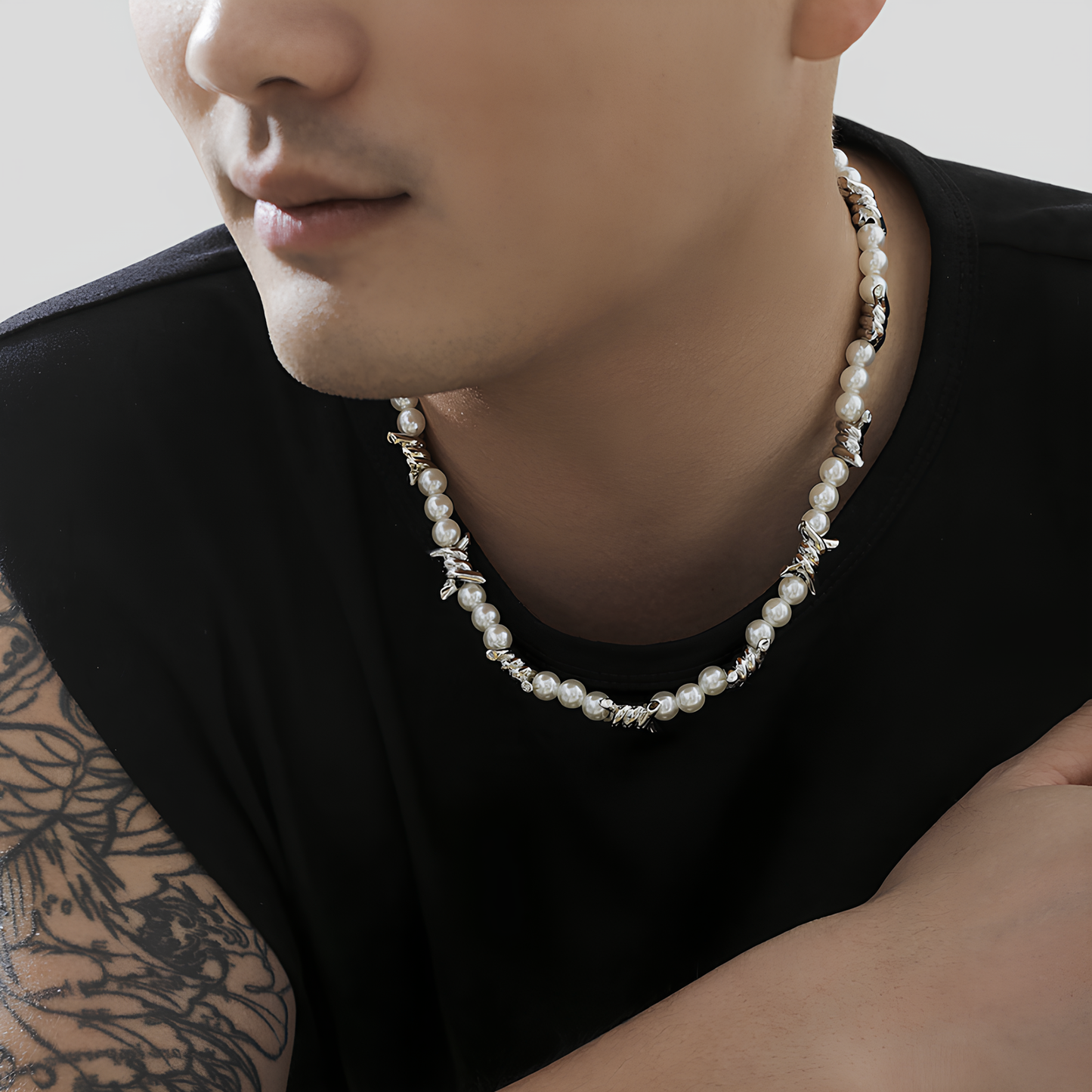 Collier Perle Fil Barbelé