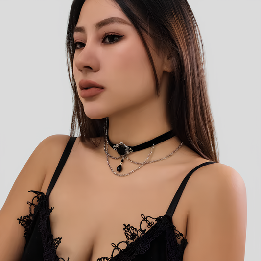 Ras-de-Cou Velours Rose Noire