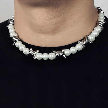 Collier Perle Fil Barbelé