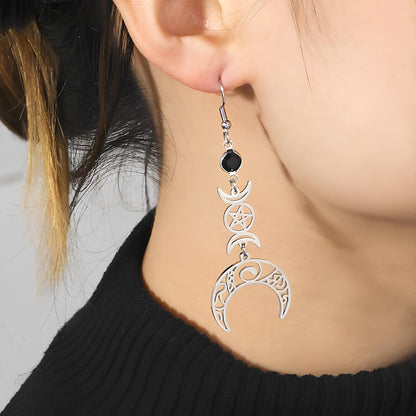 Boucles d'Oreilles Croissant Pentagramme