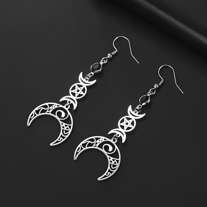 Boucles d'Oreilles Croissant Pentagramme