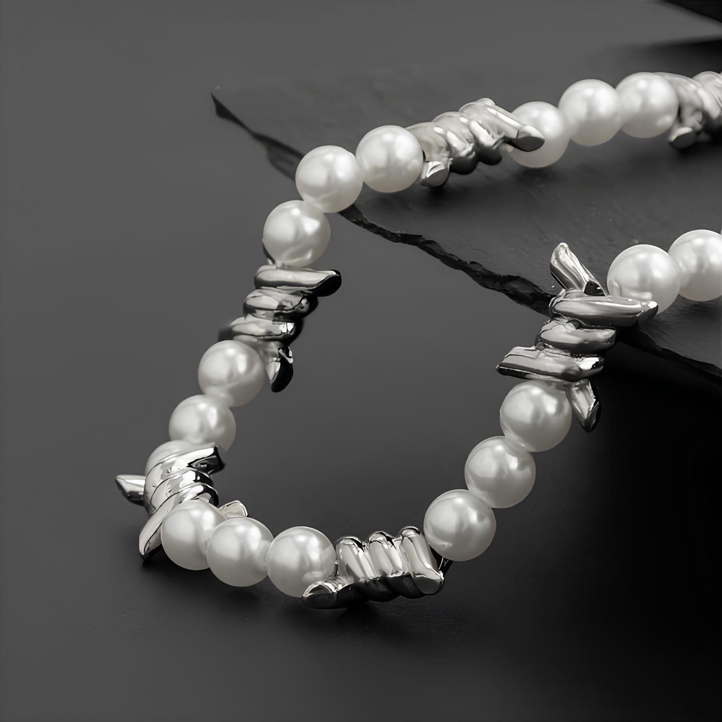 Collier Perle Fil Barbelé