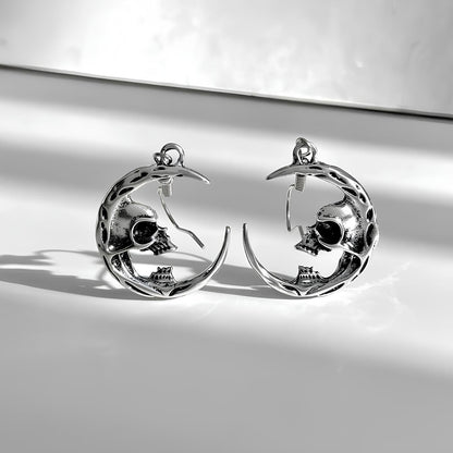 Boucles d'Oreilles Lune Crâne