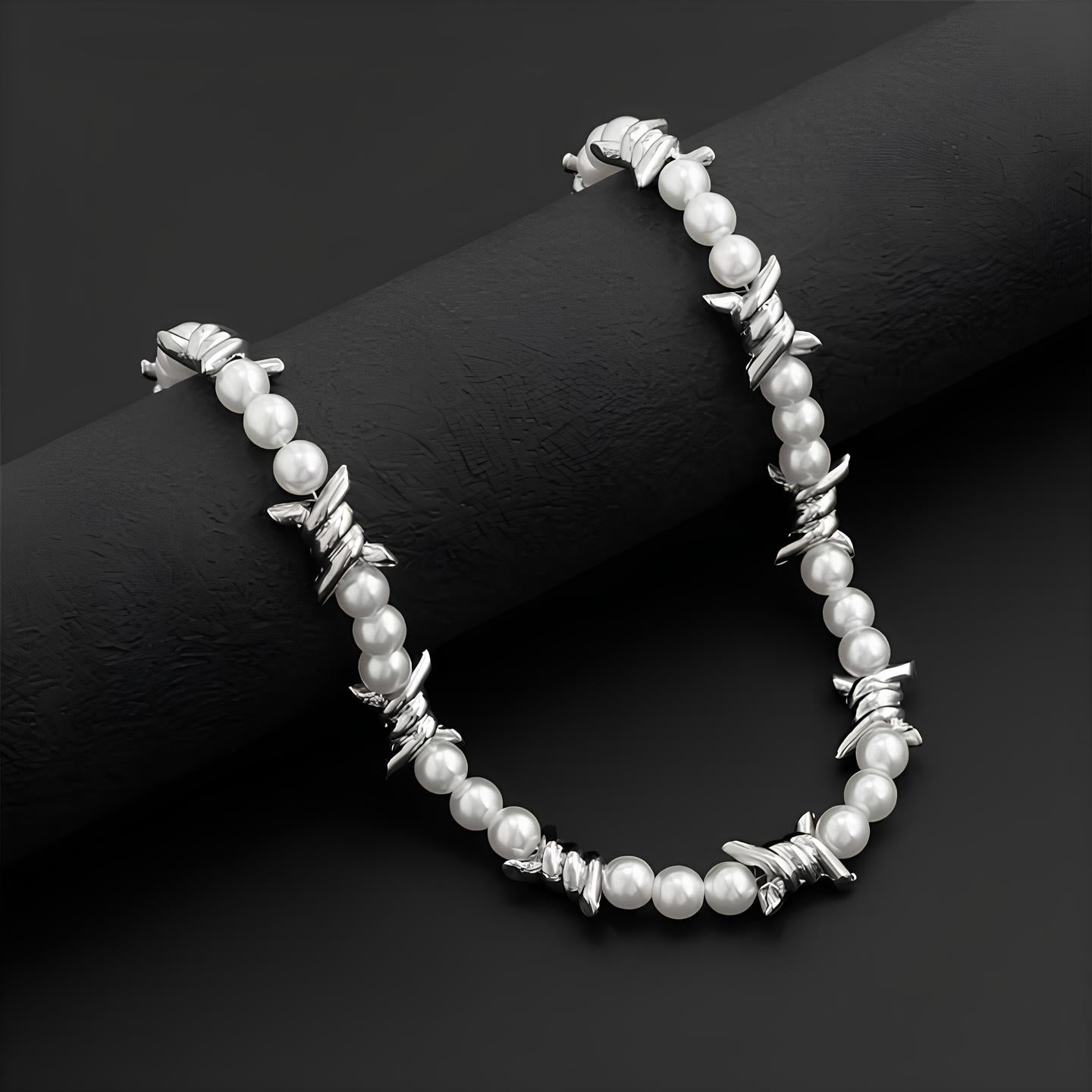 Collier Perle Fil Barbelé