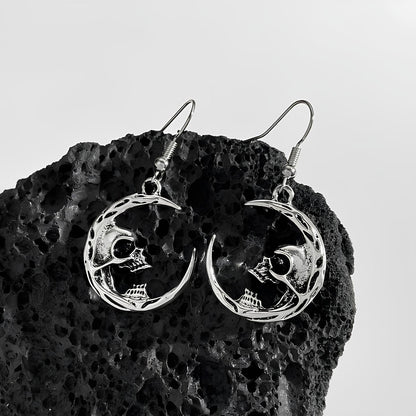 Boucles d'Oreilles Lune Crâne