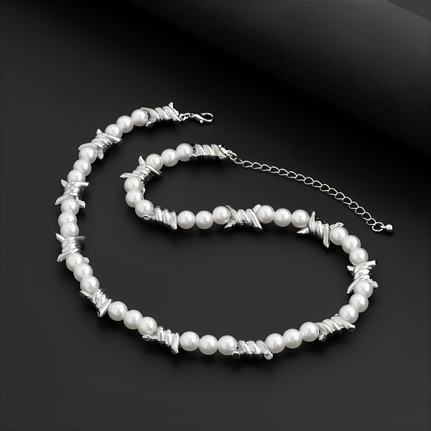 Collier Perle Fil Barbelé