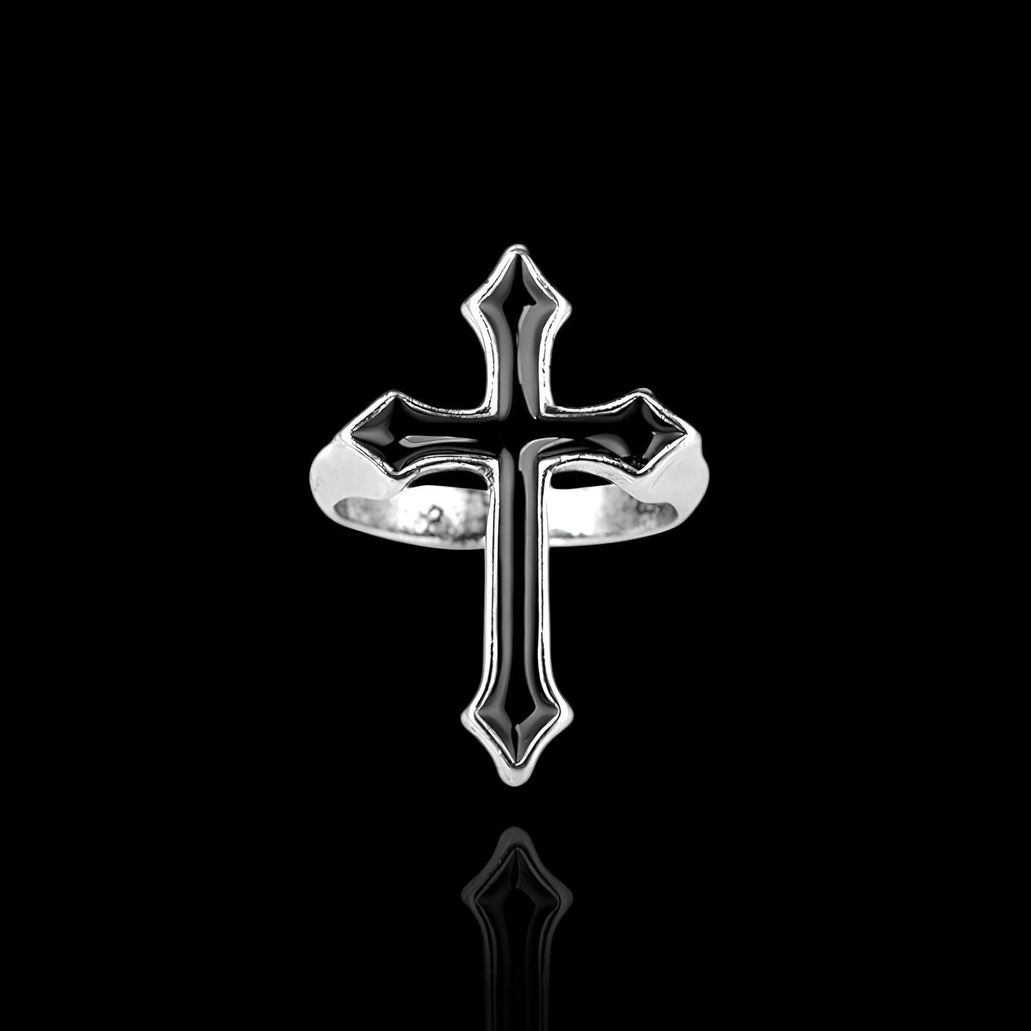 Bague Crucifix Obsidienne