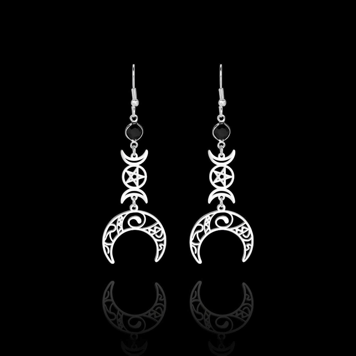 Boucles d'Oreilles Croissant Pentagramme