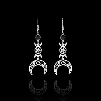 Boucles d'Oreilles Croissant Pentagramme