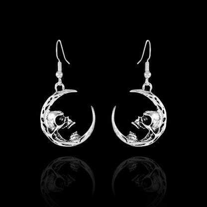 Boucles d'Oreilles Lune Crâne