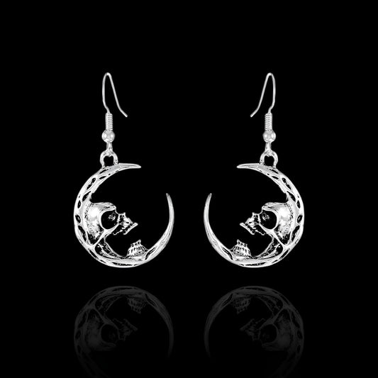 Boucles d'Oreilles Lune Crâne