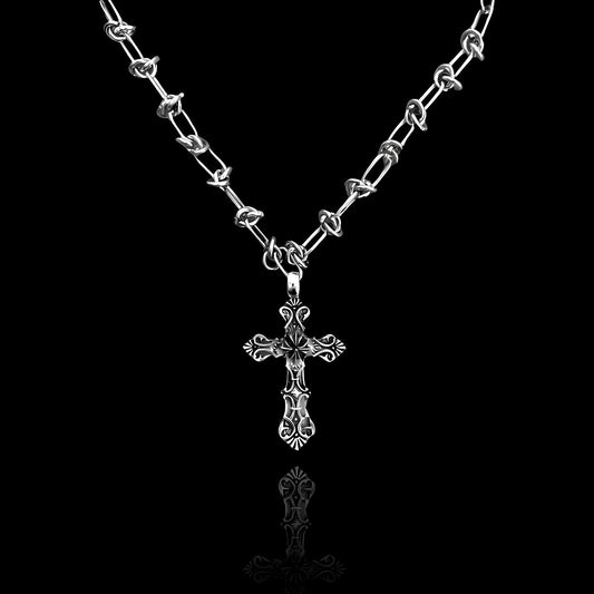 Collier Croix Barbelée