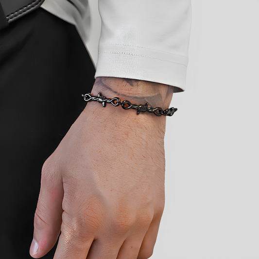 Bracelet Fil Barbelé Noir