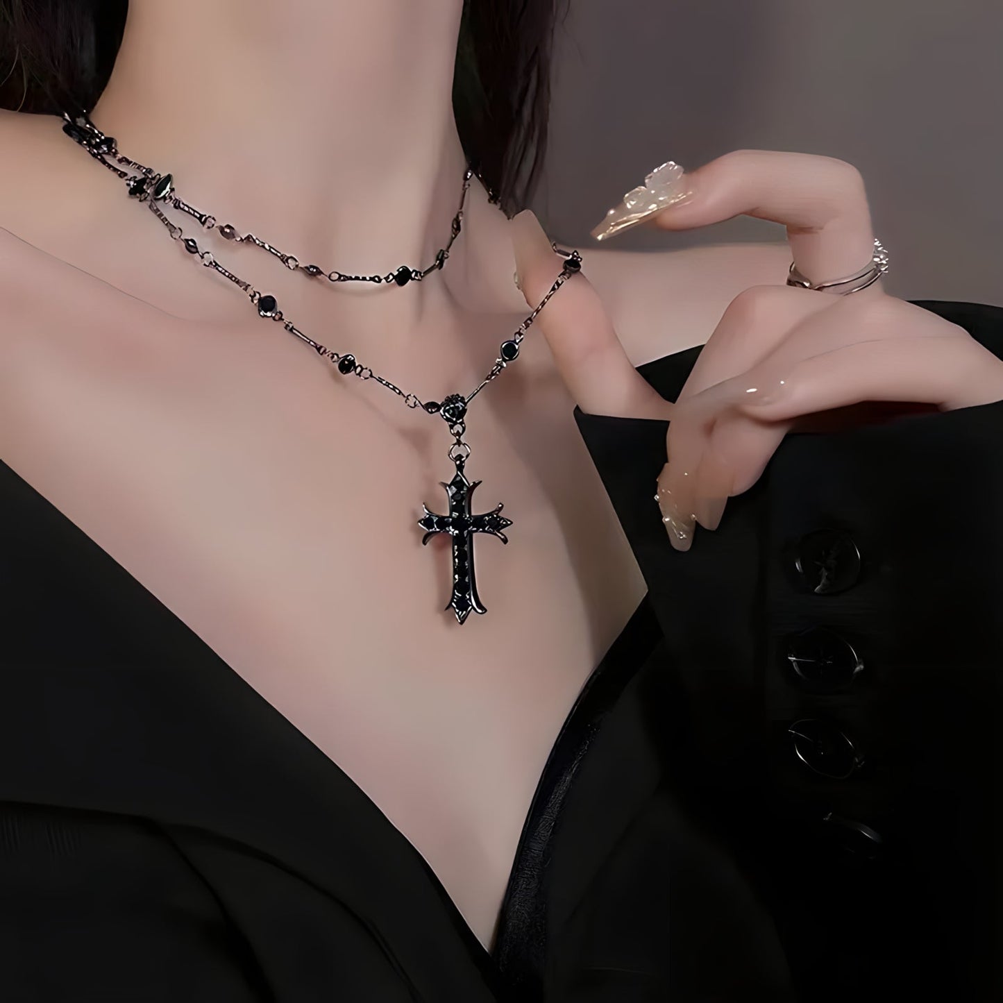 Collier Croix Onyx