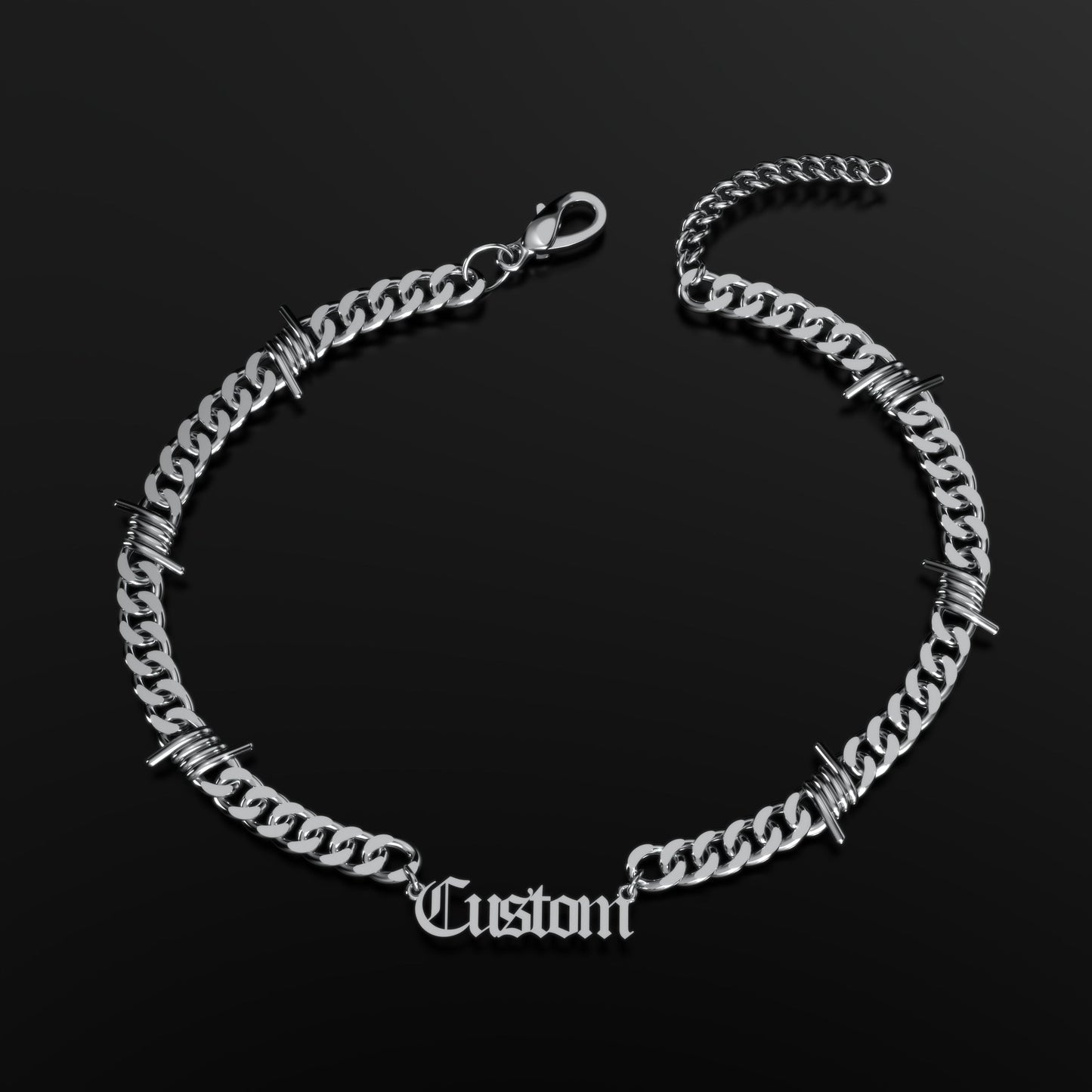 Chaîne Cubaine Personnalisée Fil Barbelé