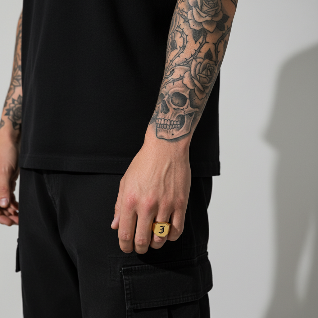 Bague Chevalière Hexagonale Personnalisée